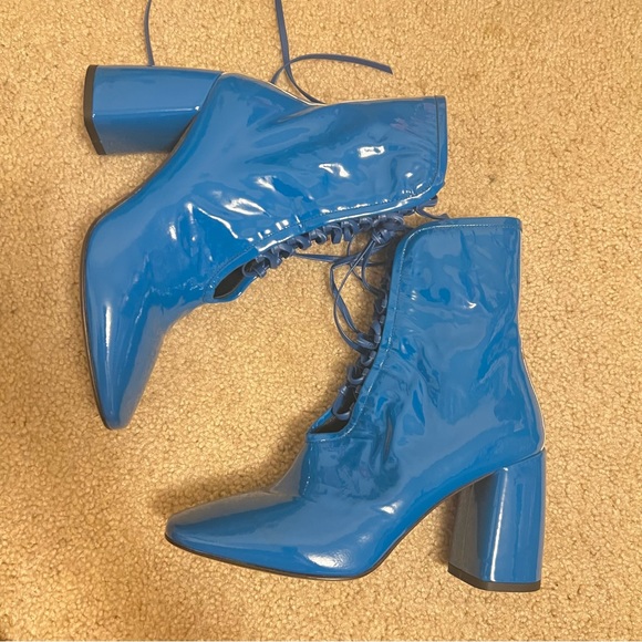 Daniella Shevel blue lace up heel heeled boots booties size 39 - Picture 1 of 3